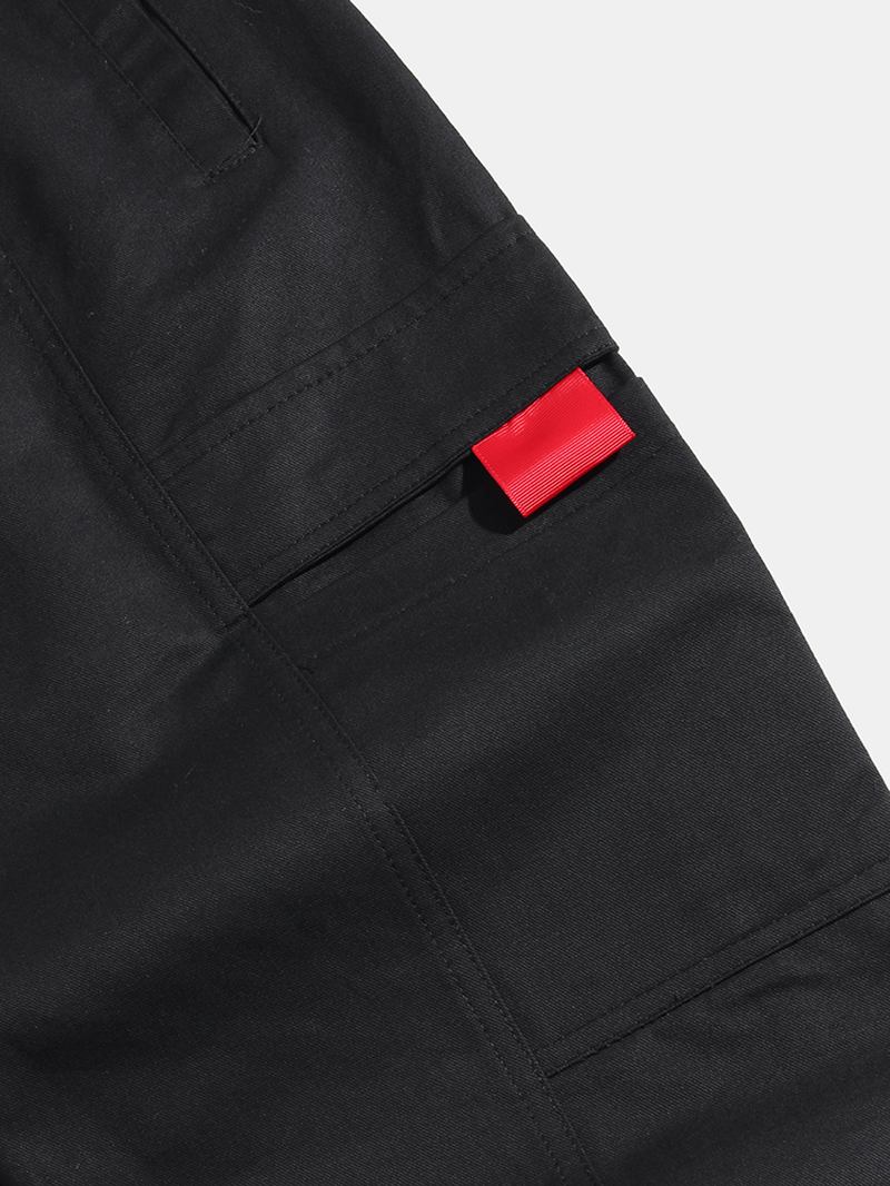 Herre Søm Detalj Elastisk Ankel Bomull Snøring Cargo Jogger Pants