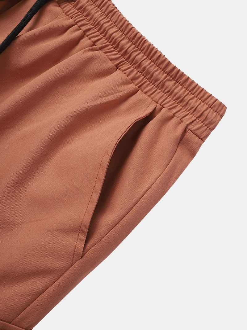 Herre Utility Solid Color 100% Bomull Loose Cargo Pants