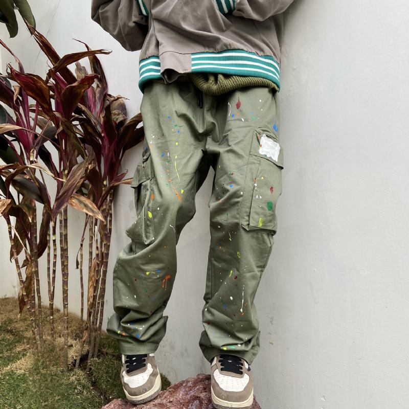 High Gate Cargo Pants Herre Funksjonell Wind Loose Wide Leg Bukser Multi-pocket