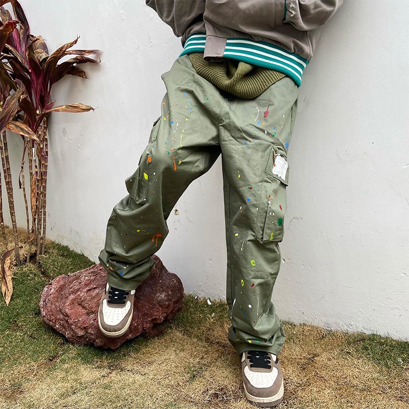 High Gate Cargo Pants Herre Funksjonell Wind Loose Wide Leg Bukser Multi-pocket