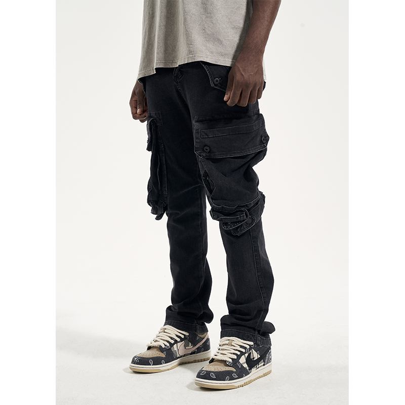 High Gate Vasket Og Slitt Multi-pocket Harem Shell Pants Menn