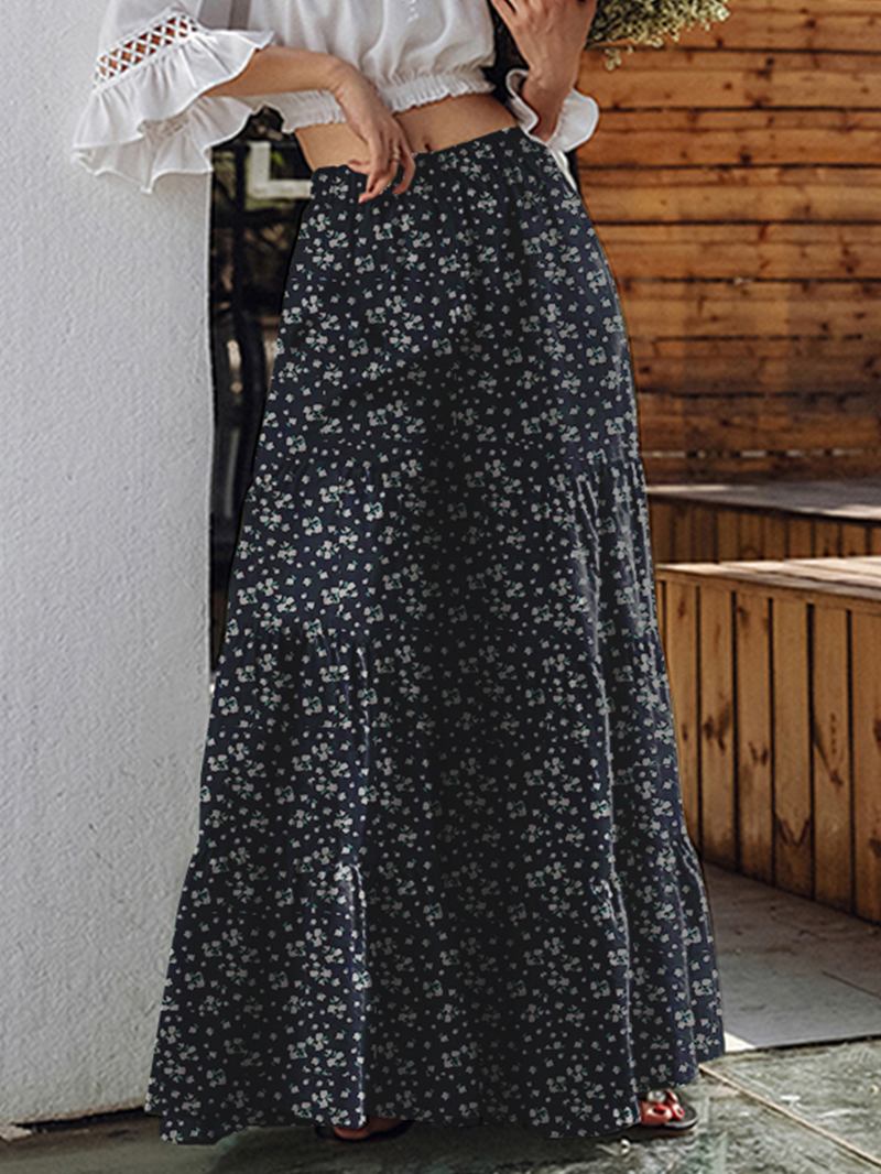 Kvinner Blomstrete Med Trykk Wide Flare Leg Bukser Bohemian High Waist Culottes Skjørt