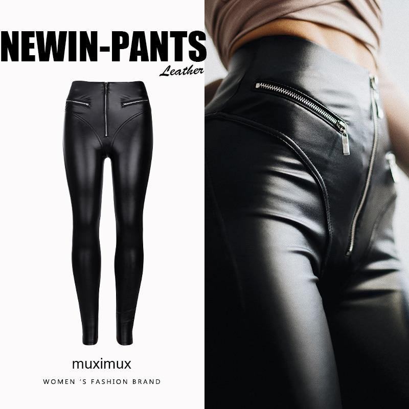 Kvinner Vinter Pencil Pants Capris Vår Sexy Moteklær Solid Black Slim Fit Skinnbukser Med Høy Midje