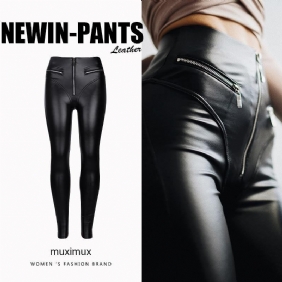 Kvinner Vinter Pencil Pants Capris Vår Sexy Moteklær Solid Black Slim Fit Skinnbukser Med Høy Midje