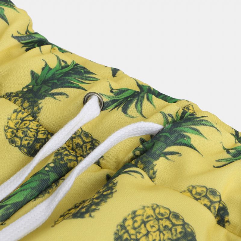 Menn Ananas Trykt Hawaiian Stil Bomull Fritidsbukser