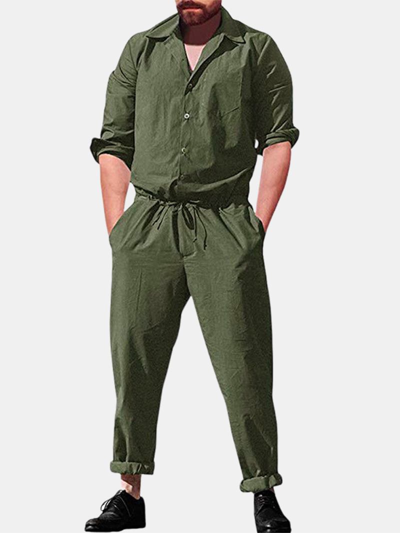 Menn Fritids Romper Langermet Jumpsuit Stativ Krage Militær Overall Cargo Pants