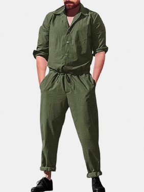 Menn Fritids Romper Langermet Jumpsuit Stativ Krage Militær Overall Cargo Pants