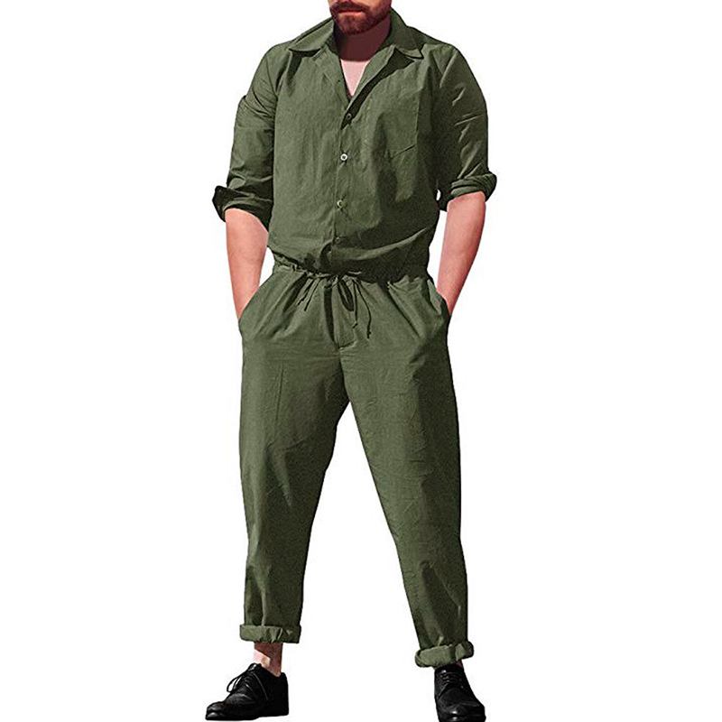 Menn Fritids Romper Langermet Jumpsuit Stativ Krage Militær Overall Cargo Pants