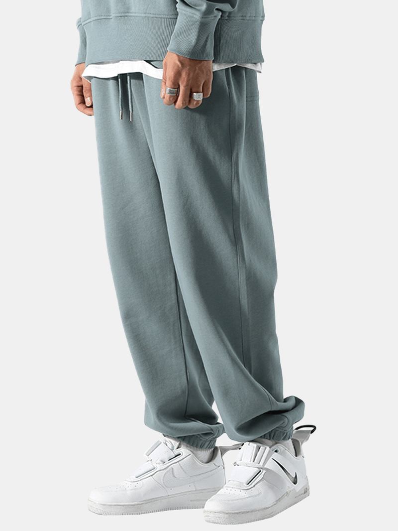 Menn Wide Leg Pocket Snøring Fritids Bukser Jogger Bukser