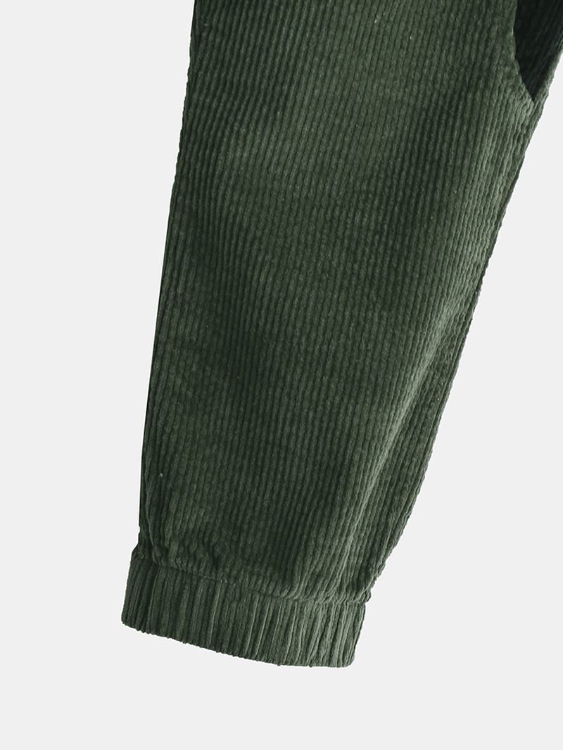 Menns Nye Corduroy Trend Side Stitching Kontrastfarge Thickening Pants