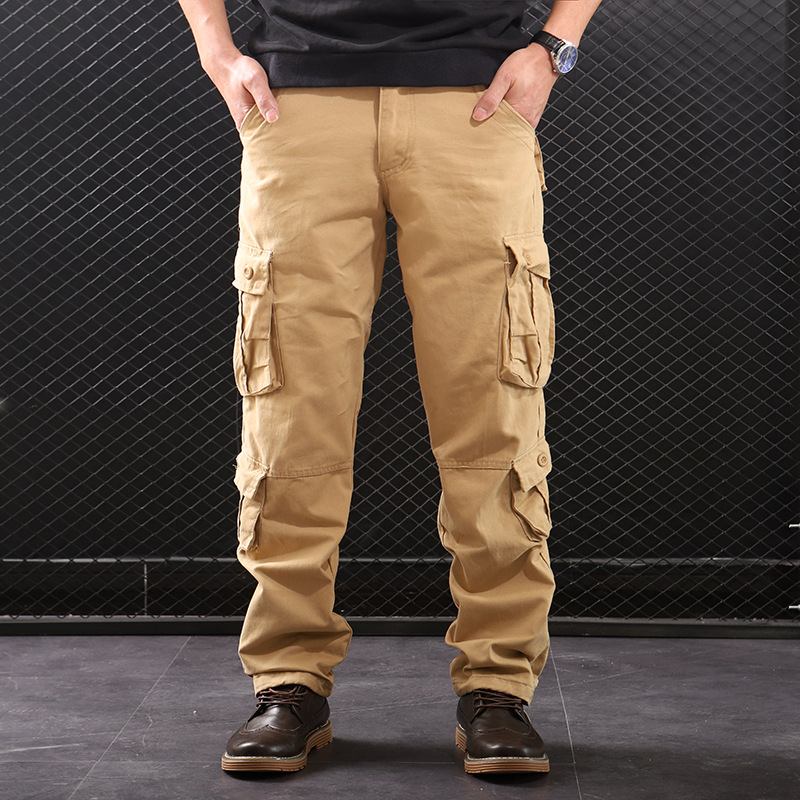 Middelaldrende Straight Leg Multi-pocket Cargo Bukser