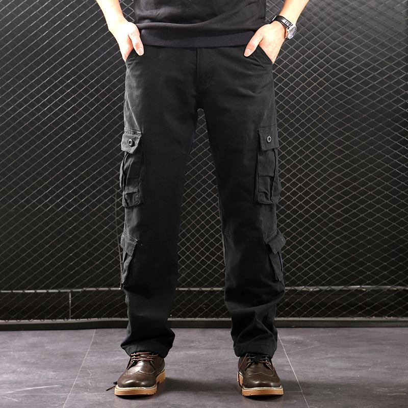 Middelaldrende Straight Leg Multi-pocket Cargo Bukser