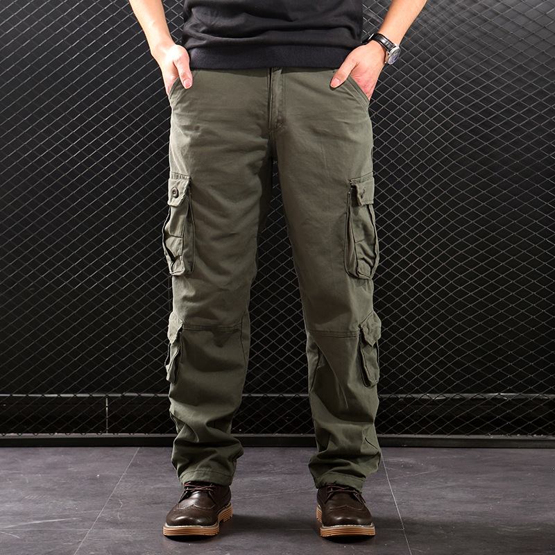 Middelaldrende Straight Leg Multi-pocket Cargo Bukser