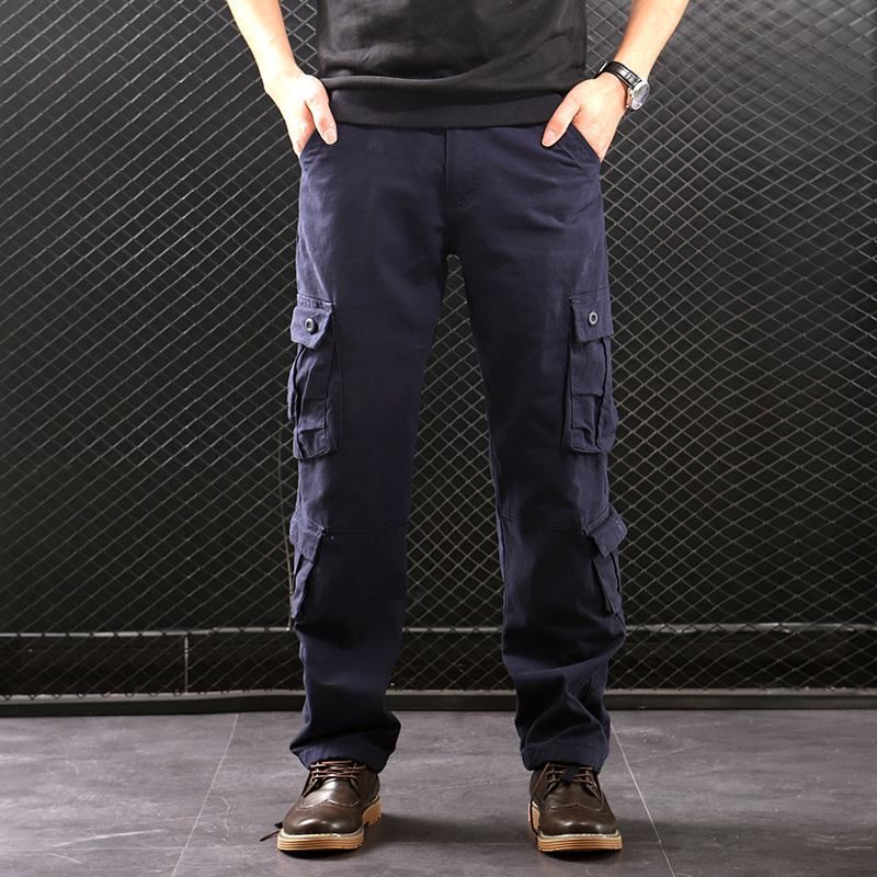 Middelaldrende Straight Leg Multi-pocket Cargo Bukser