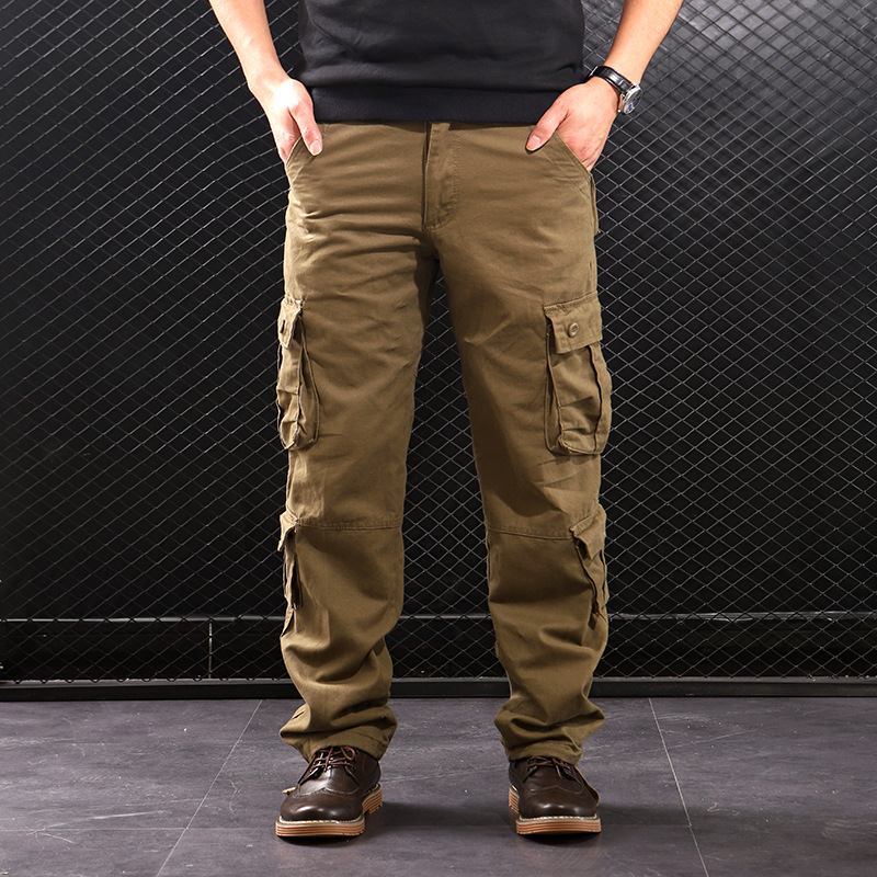 Middelaldrende Straight Leg Multi-pocket Cargo Bukser