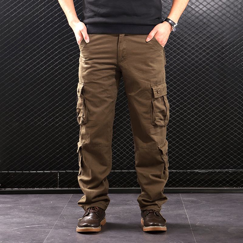 Middelaldrende Straight Leg Multi-pocket Cargo Bukser