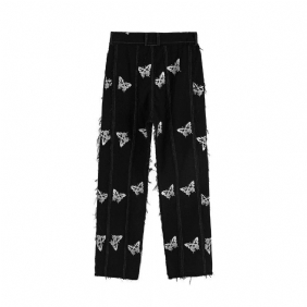 Ming Series Butterfly Full-print Straight Leg Bukser Hip-hop Gate Personlighet Stitching