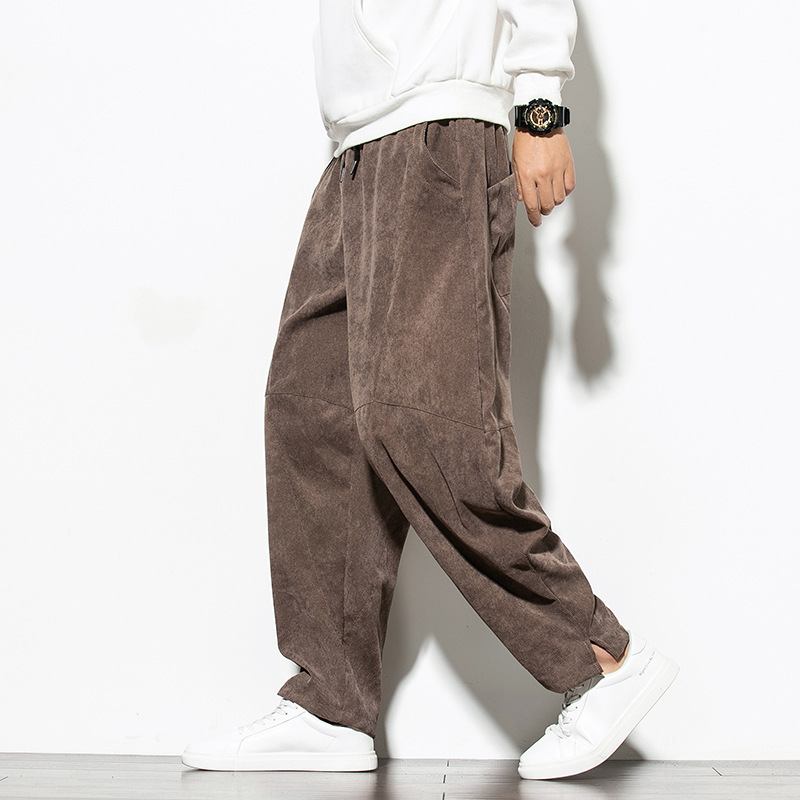 Oversized Corduroy-bukser Med Vidde Ben