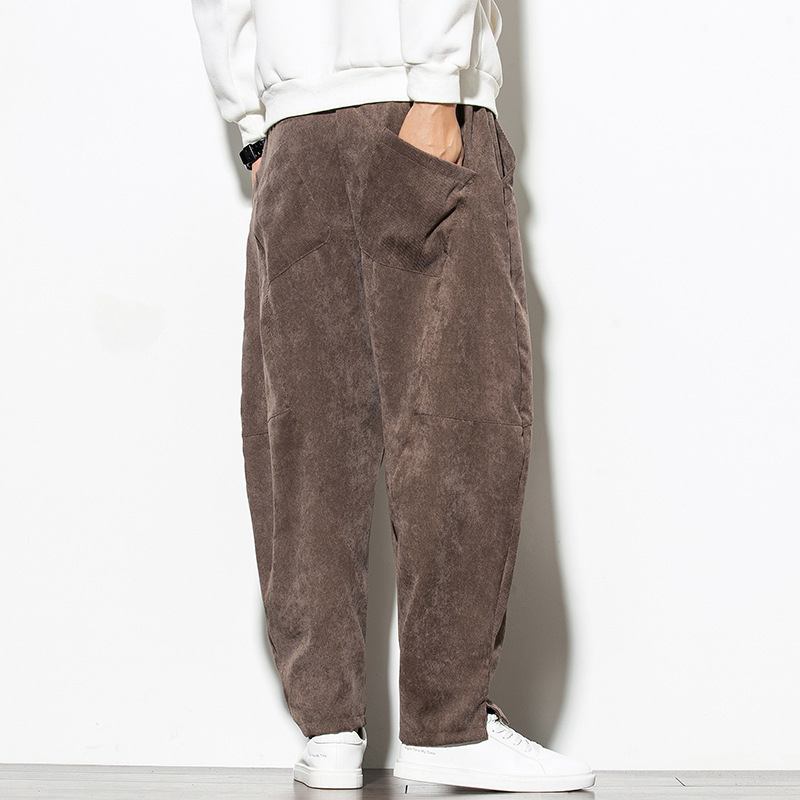 Oversized Corduroy-bukser Med Vidde Ben