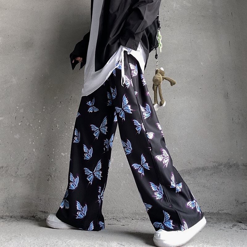 Sommer Harajuku Hip Hop Style Dame Fritids Bukser Med Trykk Wide Leg Joggebukser