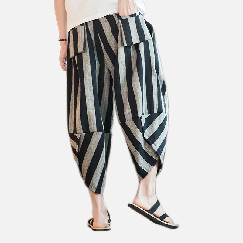 Sommer Stripe Fritids Bukser I Etnisk Stil For Menn