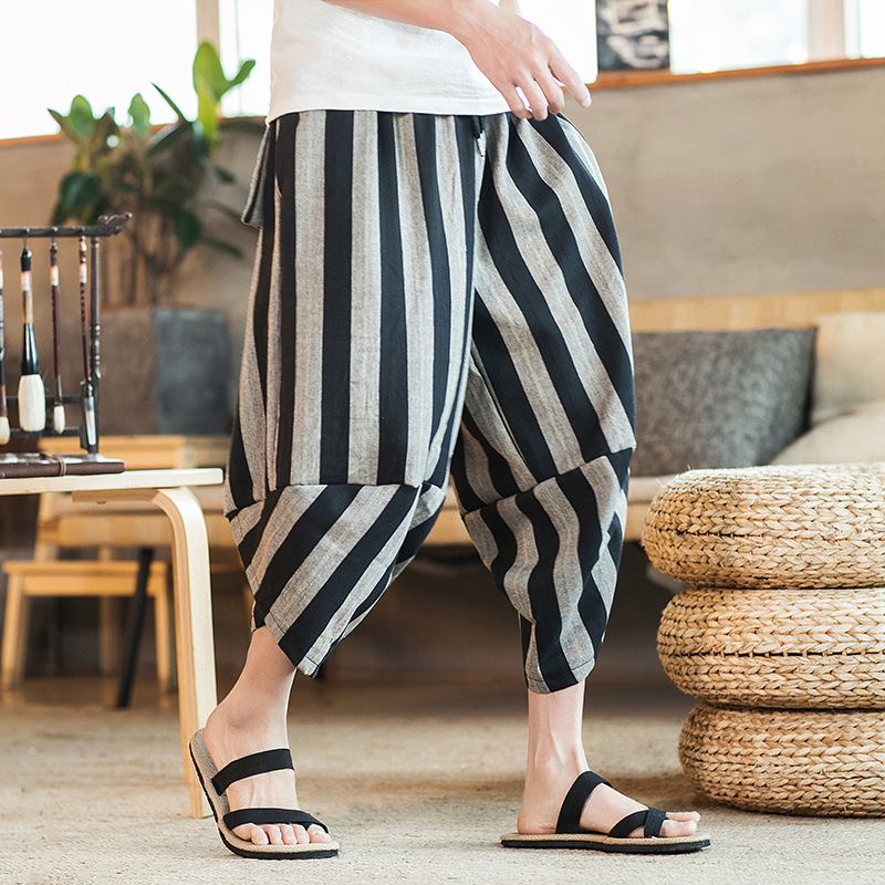 Sommer Stripe Fritids Bukser I Etnisk Stil For Menn