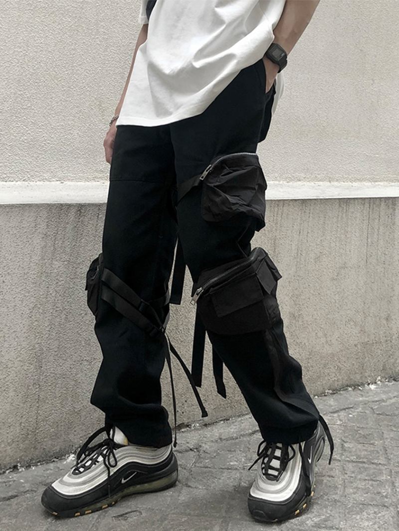 Strapping Overalls Functional Flared Pants