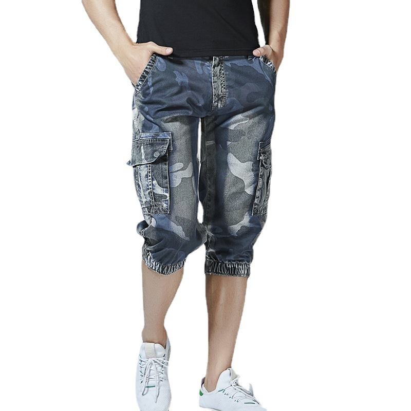 Summer Camouflage Cropped Overalls For Menn Trykt Løs Uformelt Rett Ben