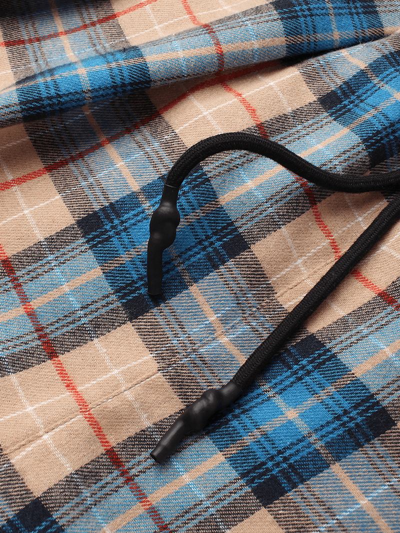 Tartan Elastisk Midje Snøring Magic Straps Mansjett Joggerbukser Med Lomme