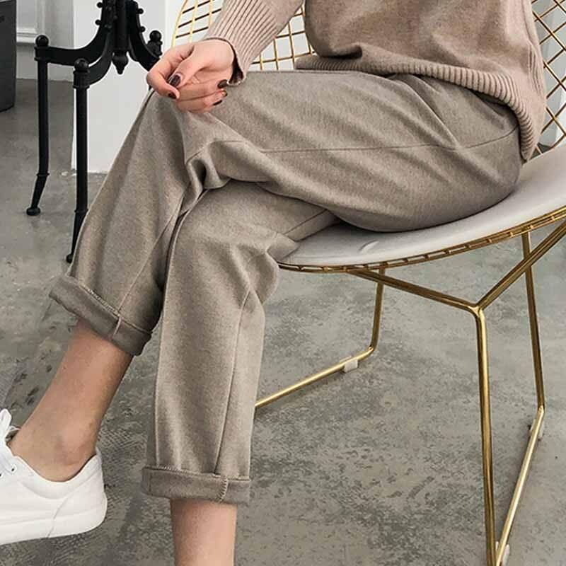 Thicken Dame Pencil Pants 2024 Vår Vinter Plus Size Ol Style Ull Dame Arbeidsdress Bukser Løse Damebukser Capris