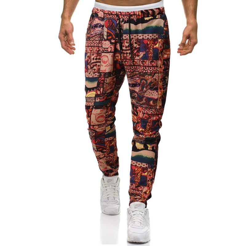 Trendy Retro Etnisk Stil I Bomull Og Lin Pluss Størrelse Fritids Harem Pants