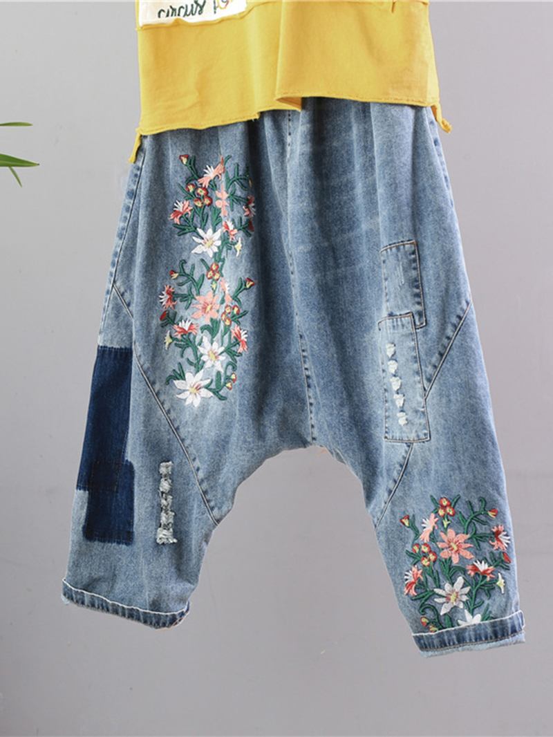 Vintage Jeans Med Patchworkbroderi