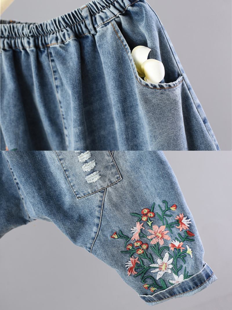 Vintage Jeans Med Patchworkbroderi