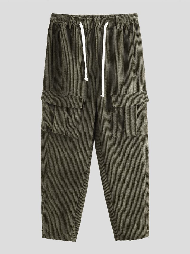 Vintage Store Lommer For Menn Med Snøring Loose Fit Causal Pants