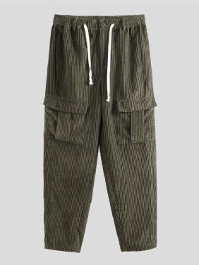 Vintage Store Lommer For Menn Med Snøring Loose Fit Causal Pants