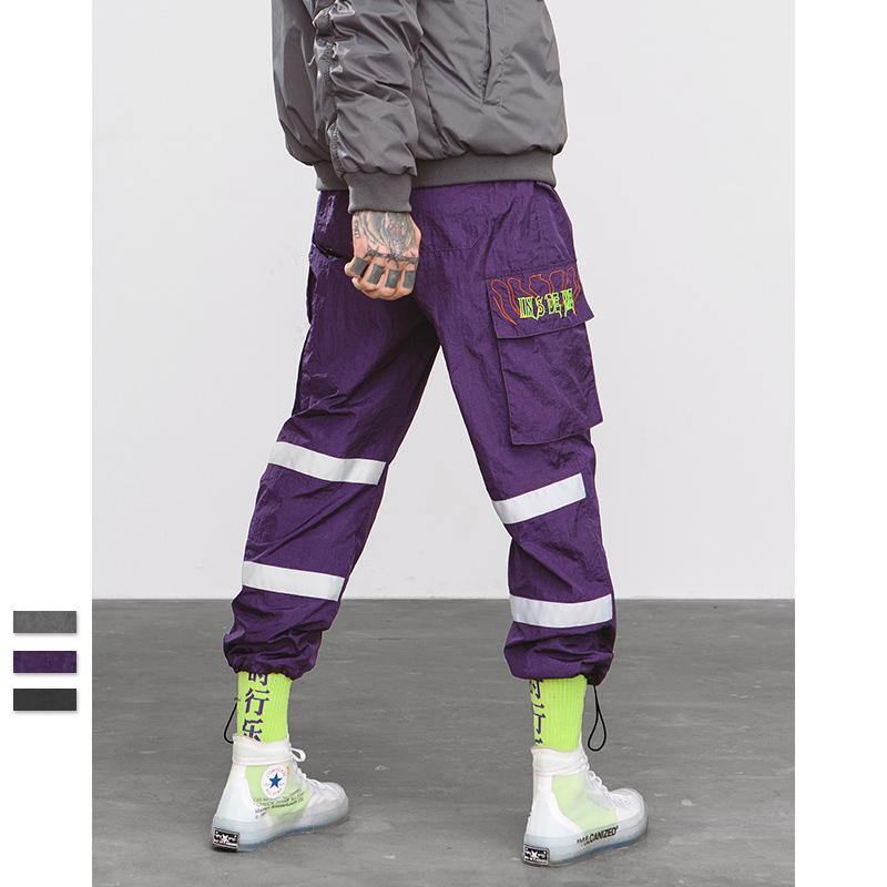 Windbreaker Bukser Night Sportsing Fluorescerende Loose Fit Bukser Moteklær Merke Klær Gate Joggebukser