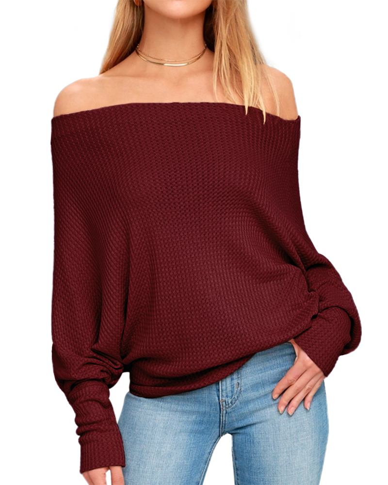 Dame Off Shoulder Strikkegensere Jumper Løse Pullover Topper