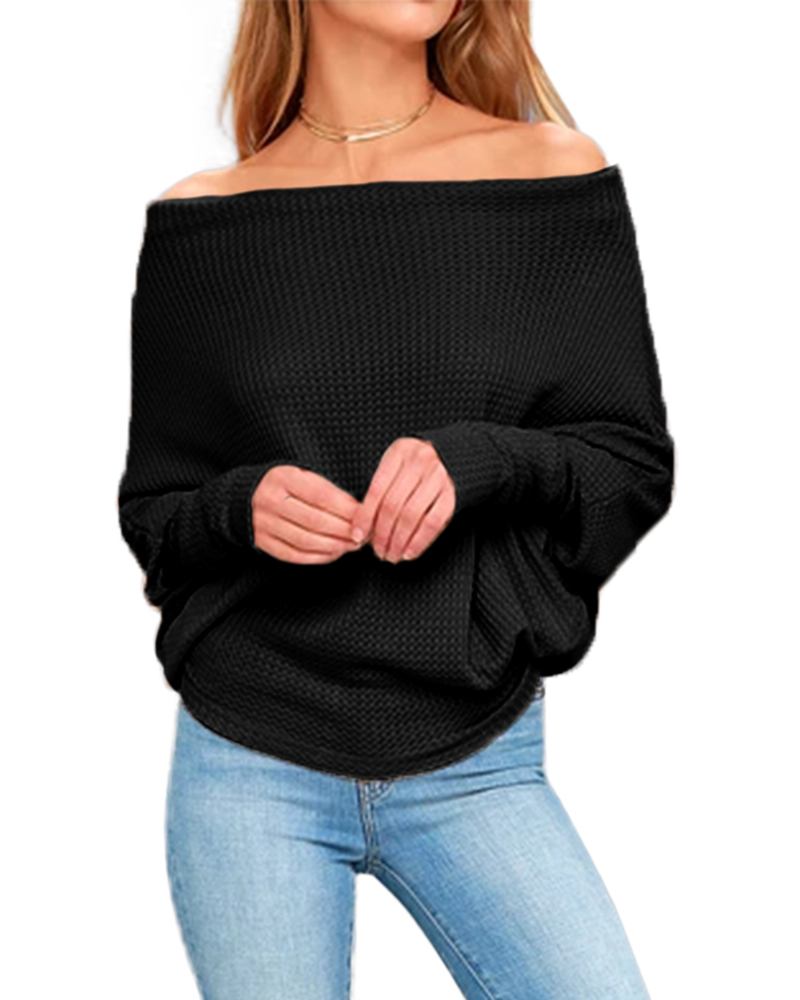 Dame Off Shoulder Strikkegensere Jumper Løse Pullover Topper