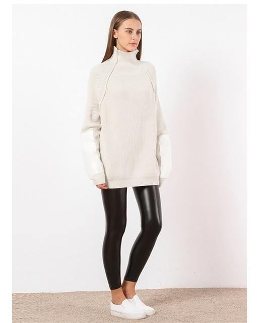 Fasjonabel Langermet Strikket Genser For Kvinner Bodycon Slank Rullekrave Høst Vinter Pullover Cashmere Pull Femme