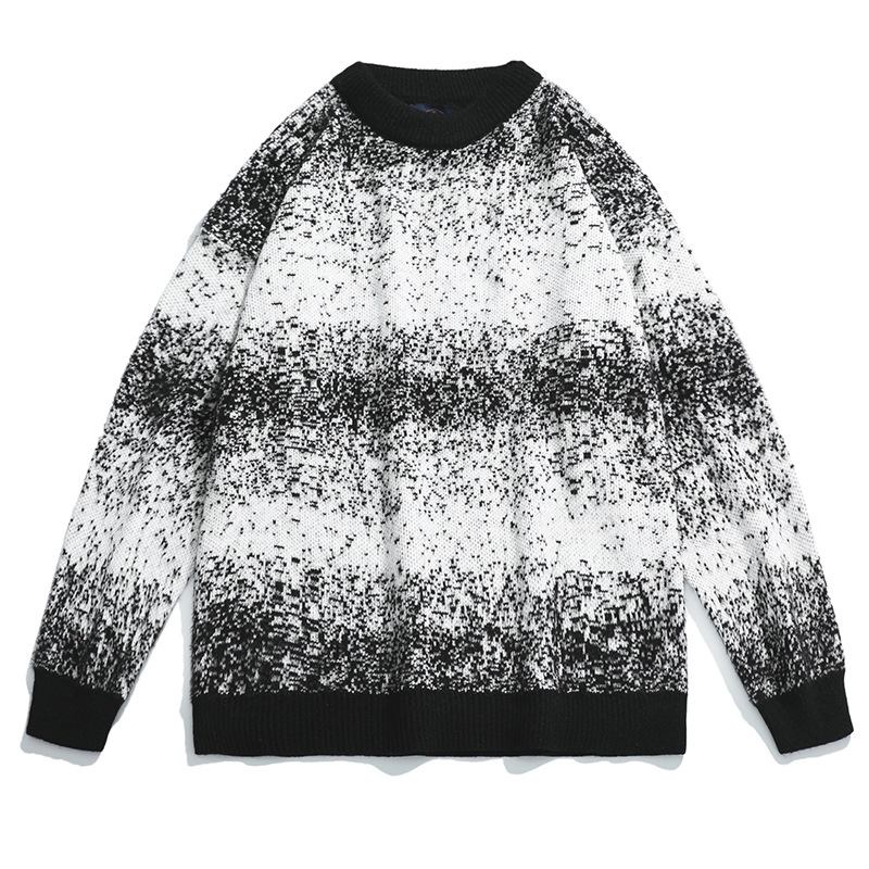 Gradient Noise Pattern Løs Crew Neck Genser