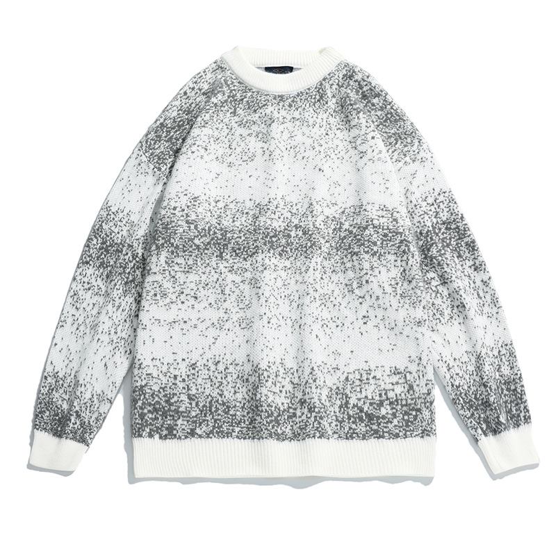 Gradient Noise Pattern Løs Crew Neck Genser