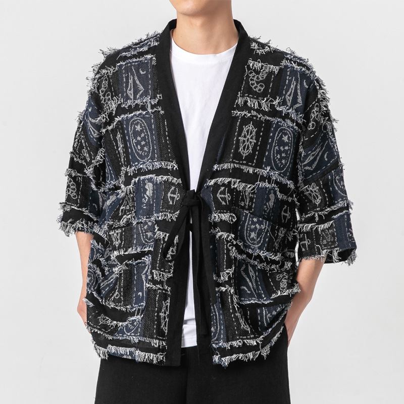 Kinesisk Stil Herre Cardigan Strikket Retro Mote Topp