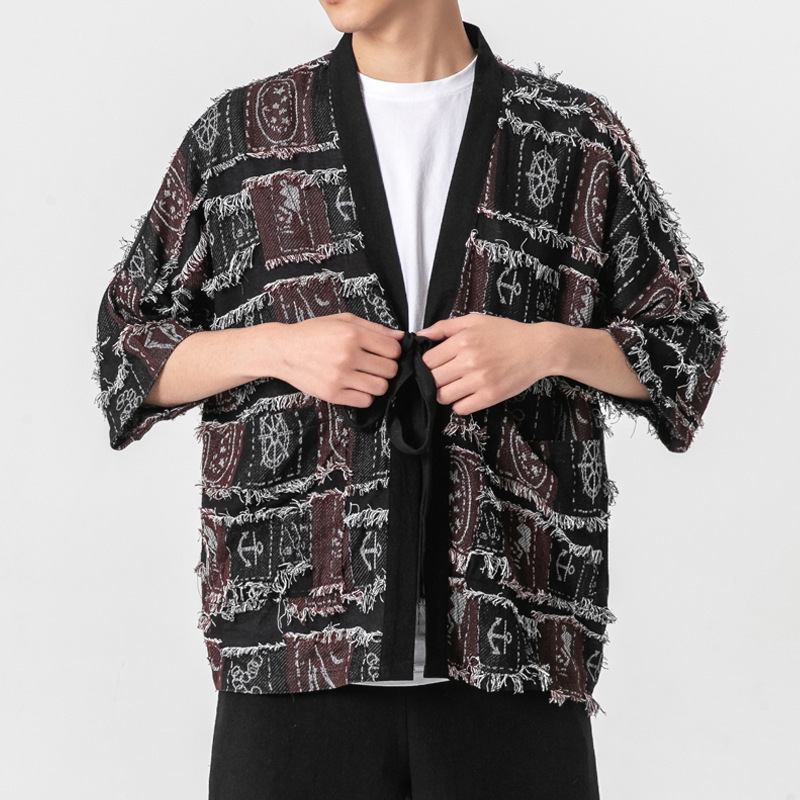 Kinesisk Stil Herre Cardigan Strikket Retro Mote Topp