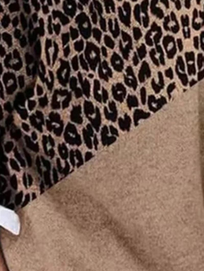 Kvinner Leopard Med Trykk Patchwork Rund Hals Langermet Pullover Uformelle Gensere