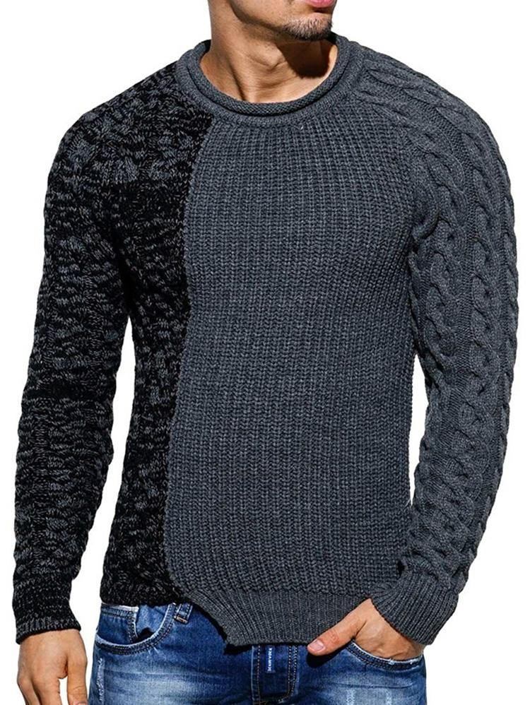 Spleised Raglan Sleeve Pullover Herregenser