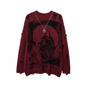 Street Hip-hop Ripped Hole Oversized Pullover Genser