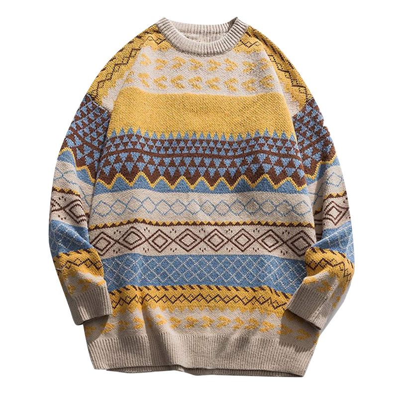 Trykk Og Farging Pullover Genser Dame Løs Retro National Trend