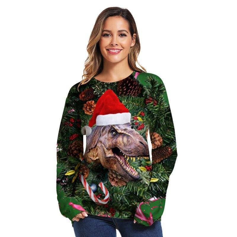 Unisex Dame Julegenser Stygg Julegenser Menn Genser Vinter Plus Size Morsomt Høstoverdeler Klær Dinosaur