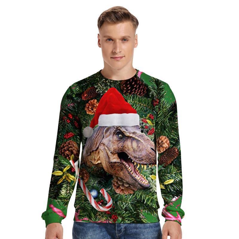 Unisex Dame Julegenser Stygg Julegenser Menn Genser Vinter Plus Size Morsomt Høstoverdeler Klær Dinosaur