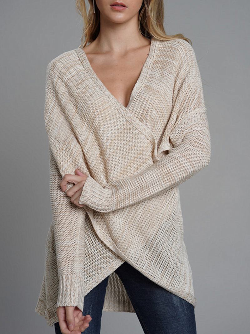 Uregelmessig Cross Hollow Knit Fritids Gensere